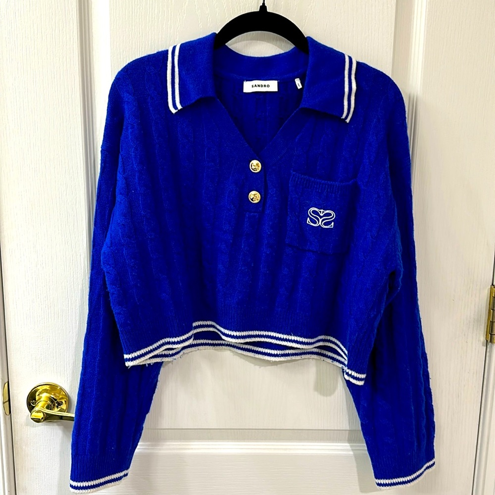 SANDRO sweater Electric Blue, size 2, Small USA, used twice.